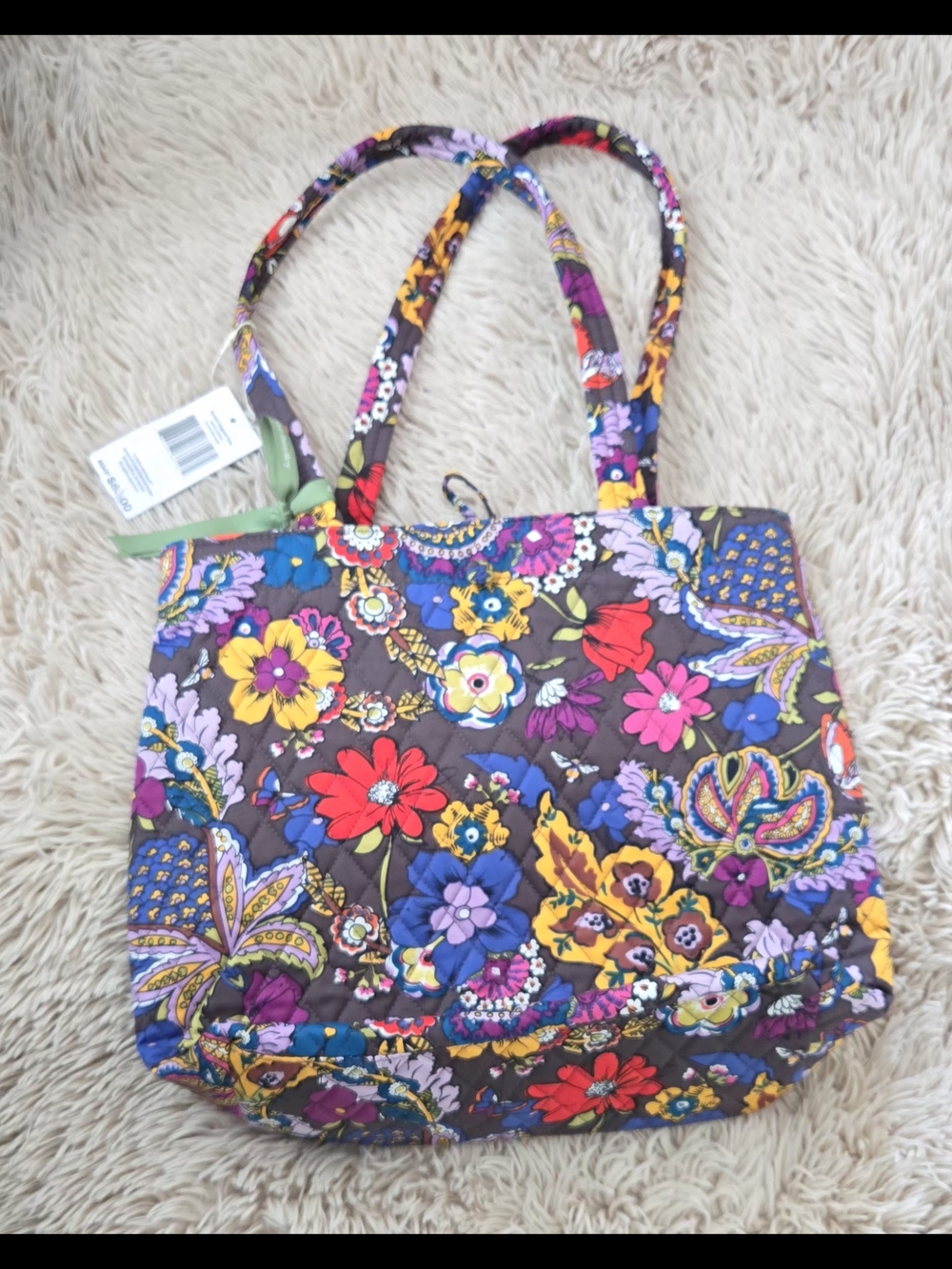 Vera Bradley Women's Premium Cotton Small Original Tote Premium #1259 - Picture 2 of 13